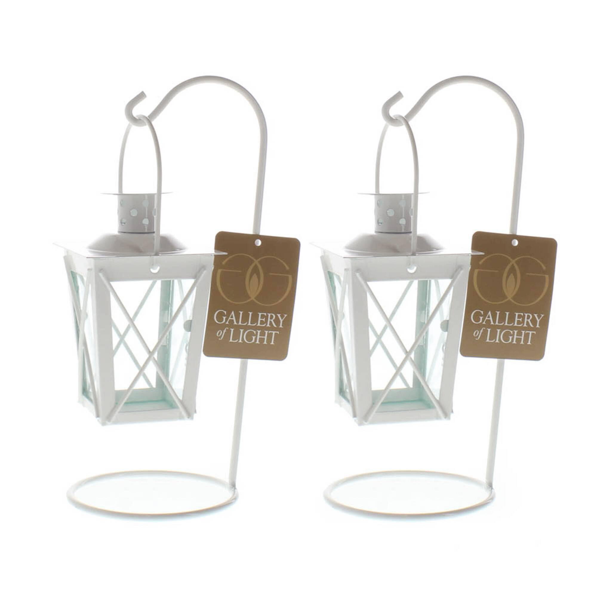 9" White Railroad Candle Lanterns